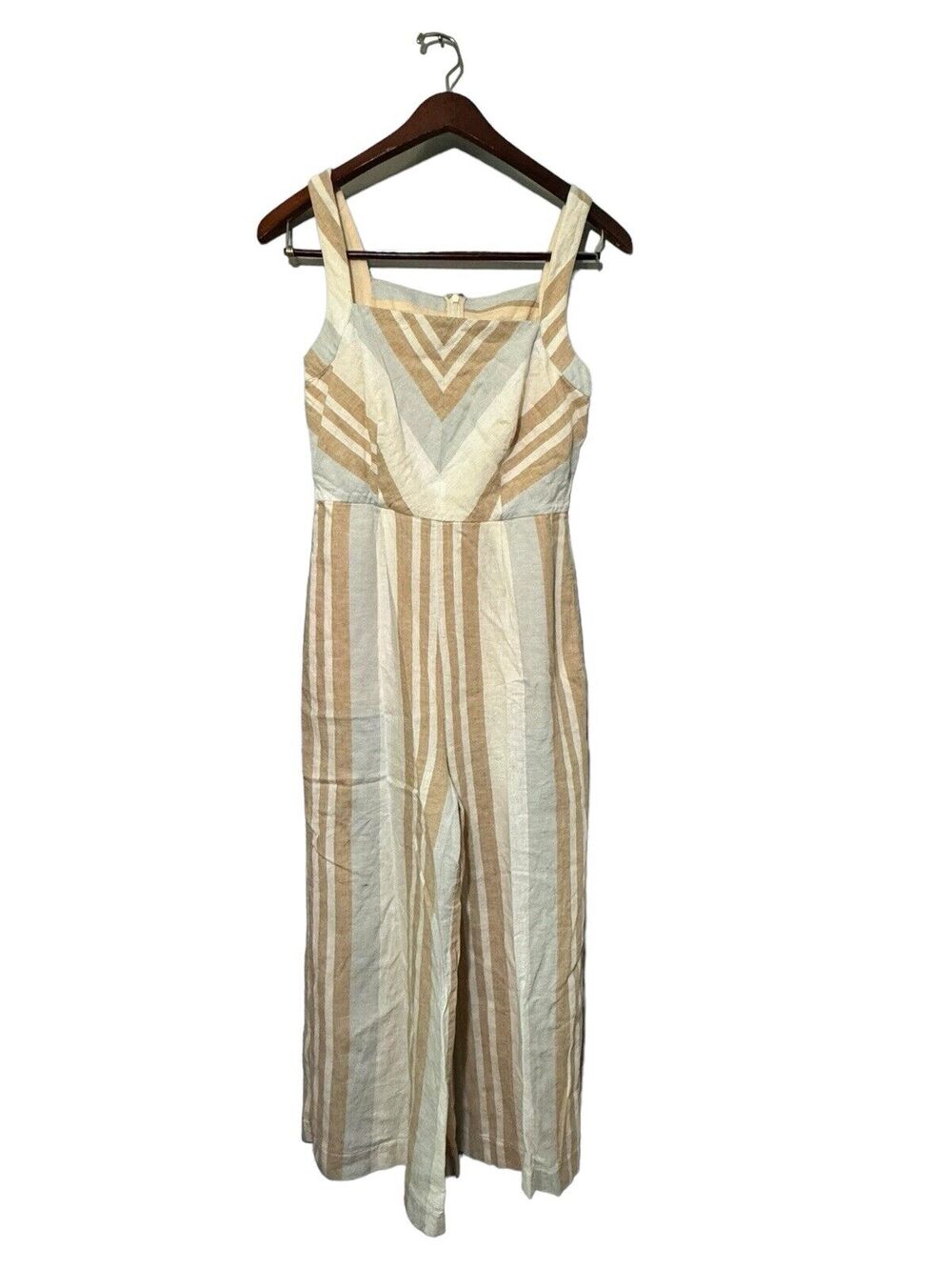 Anthropologie Savannah Women’s Striped Jumpsuit Bow Detail Size 0 Linen Summer